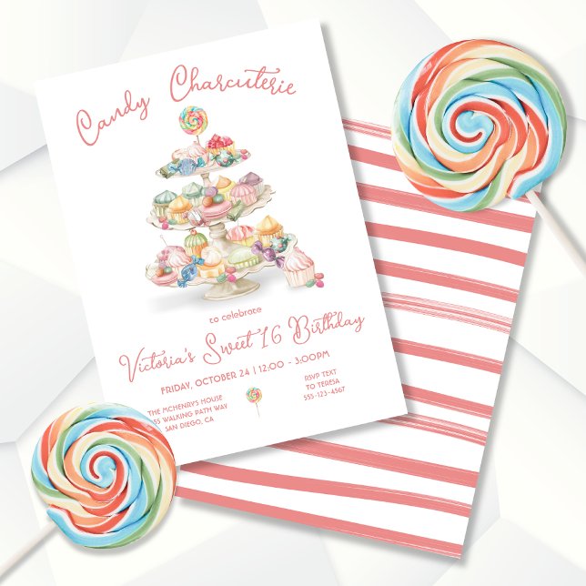 Candy Charcuterie Tiered Tray Birthday Party Invitation (Creator Uploaded)