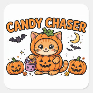 Candy Chaser Sticker — Orange Tabby Kitten Pumpkin