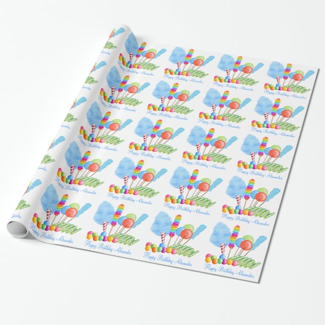 Candy Circus wrapping paper -boys (Unrolled)