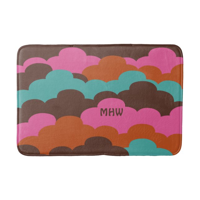 Candy Clouds custom monogram bath mats (Front)
