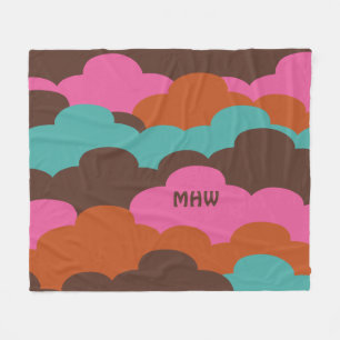 Candy Clouds custom monogram fleece blanket