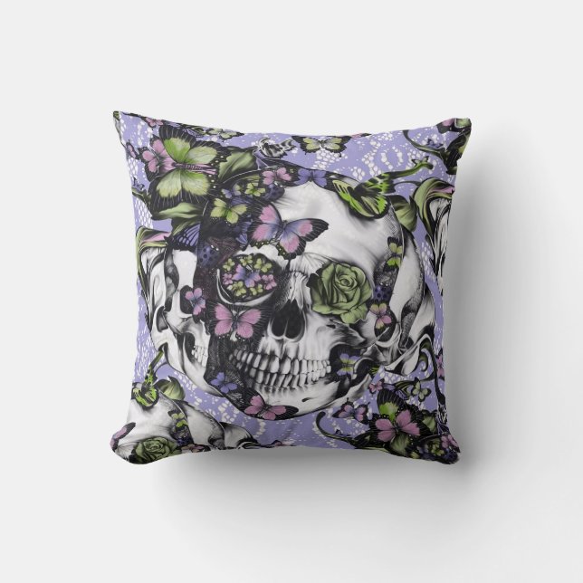 Candy Coated girly rose skull pillow. Cushion (Front)