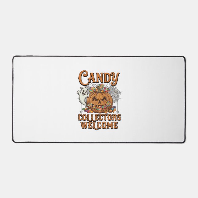 Candy Collectors Welcome Pumpkin Ghost Spider Web Desk Mat (Front)