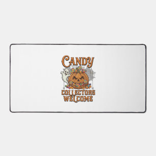 Candy Collectors Welcome Pumpkin Ghost Spider Web Desk Mat