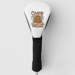 Candy Collectors Welcome Pumpkin Ghost Spider Web Golf Head Cover
