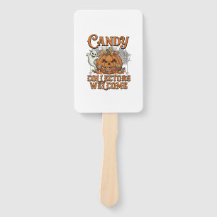 Candy Collectors Welcome Pumpkin Ghost Spider Web Hand Fan
