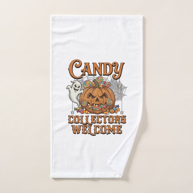 Candy Collectors Welcome Pumpkin Ghost Spider Web Hand Towel (Hand Towel)