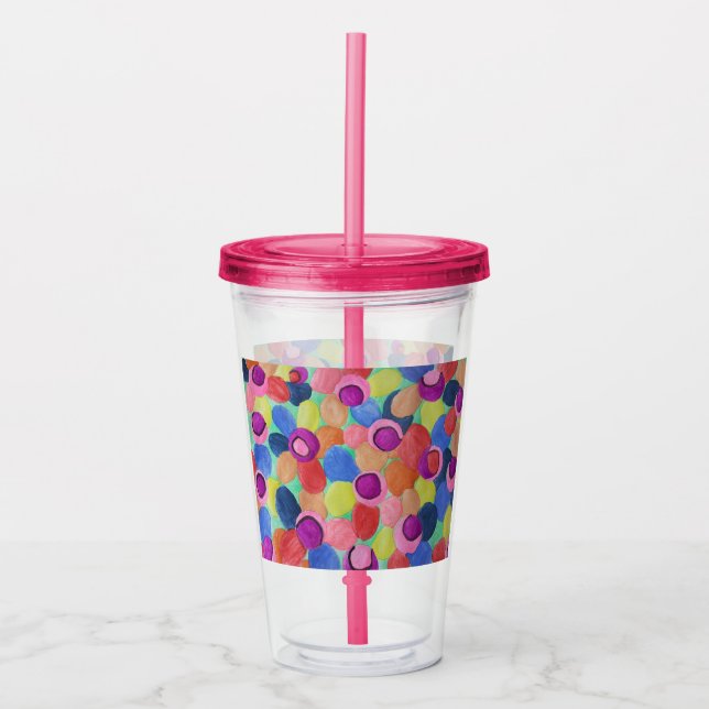 Candy Colored Flowers Acrylic Tumbler (Front)
