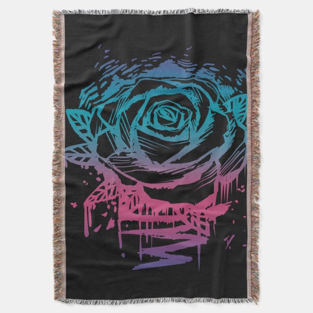 Candy Colour Rose Throw Blanket (Front Vertical)