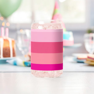 Candy Colour Stripes Pattern Can Glass