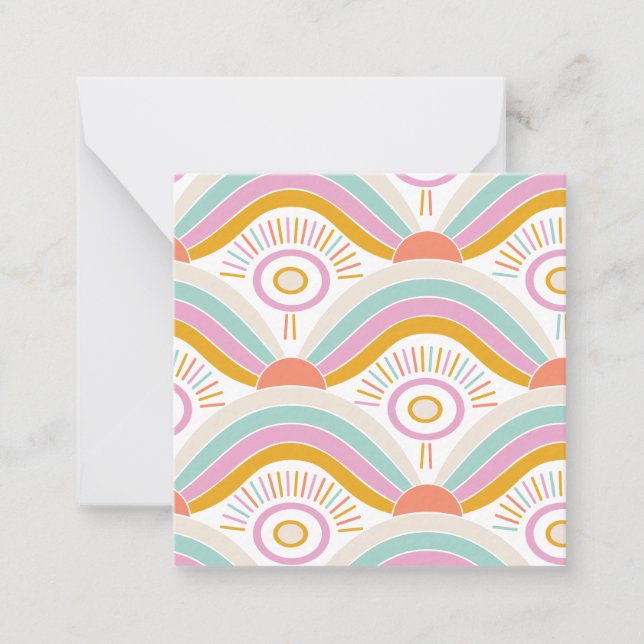 Candy Colour Sunburst and Rainbows Card (Front)
