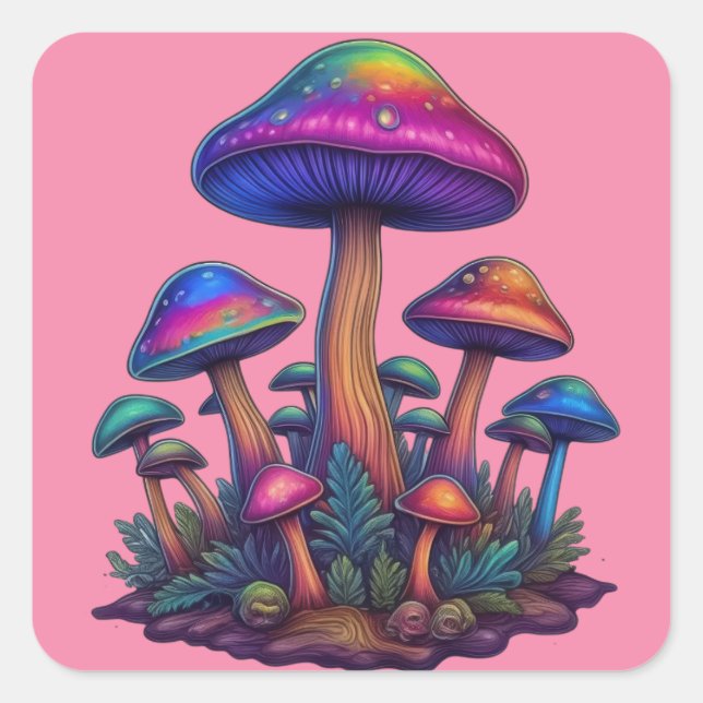 Candy Coloured Caps Square Sticker (Front)