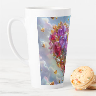 Candy Coloured Crystal Heart Digital Art Latte Mug
