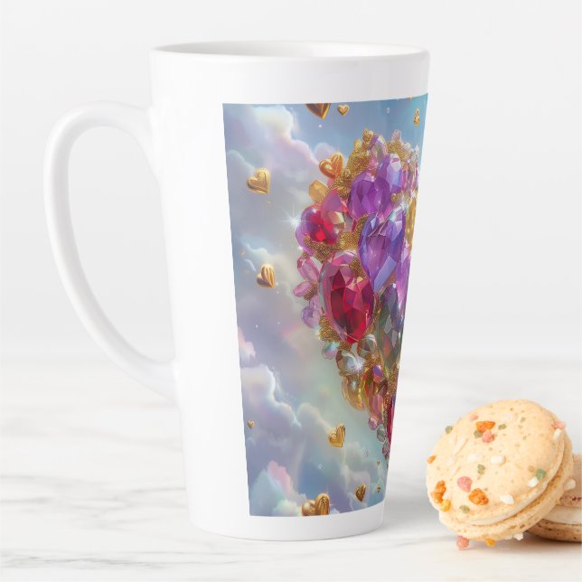 Candy Coloured Crystal Heart Digital Art Latte Mug (In Situ)