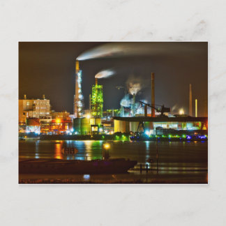 Candy coloured factory postcard