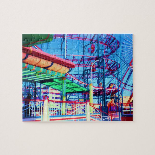Candy Coloured Vintage Rollercoaster Jigsaw Puzzle (Horizontal)
