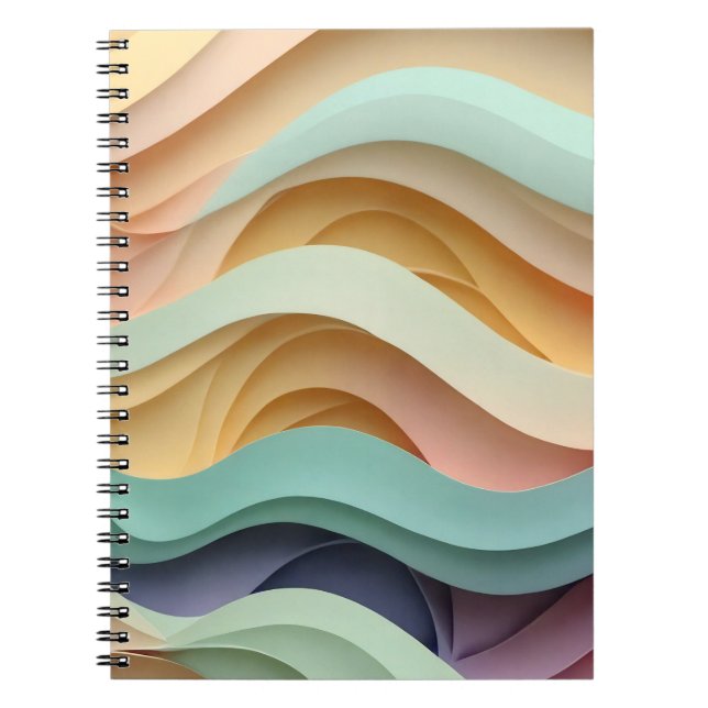 Candy Coloured Wavy Stripes Notebook (Front)