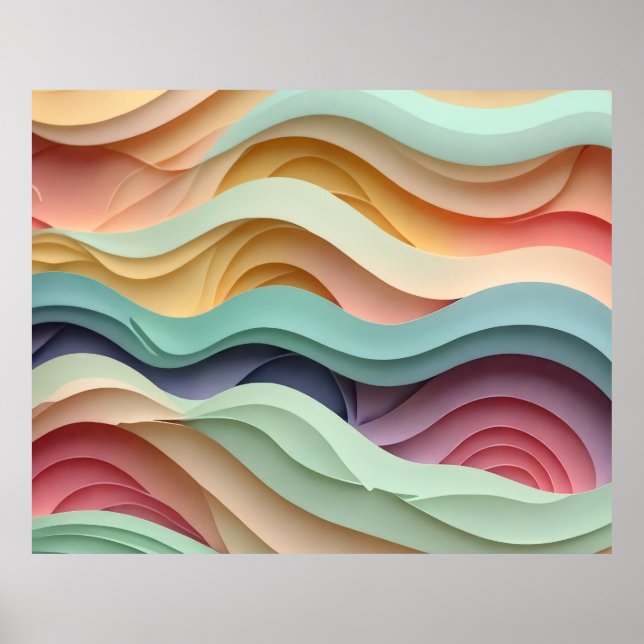 Candy Coloured Wavy Stripes Poster (Front)