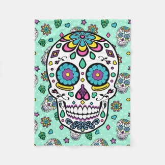 Candy Colourful Sugar Skull Fleece Blanket