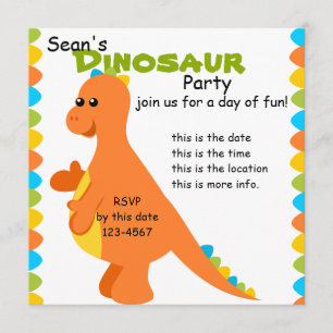 Candy Colours Dino Invitation