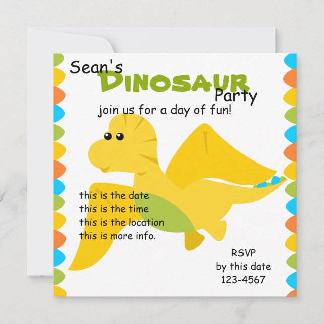 Candy Colours Dino Invitation (Front)