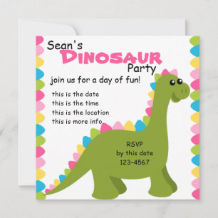 Candy Colours Dino Invitation