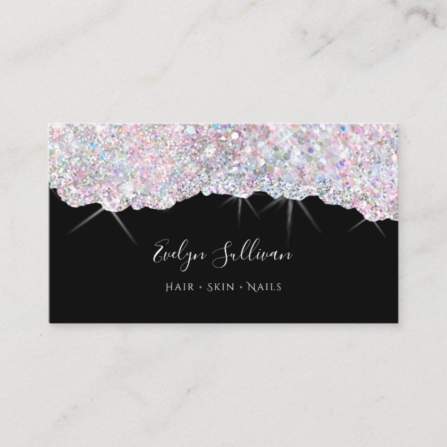 candy colours glitter texture business card (Front)