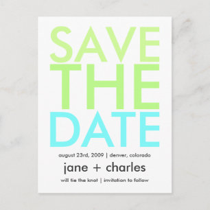 Candy Colours Green & Aqua Save the Date Announcement Postcard