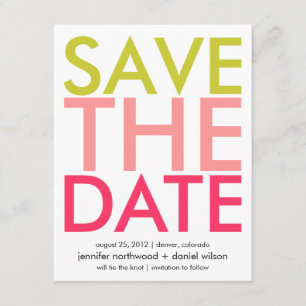 Candy Colours Green & Pink Save the Date