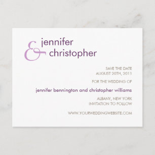 Candy Colours Purple & Orchid Save the Date Announcement Postcard