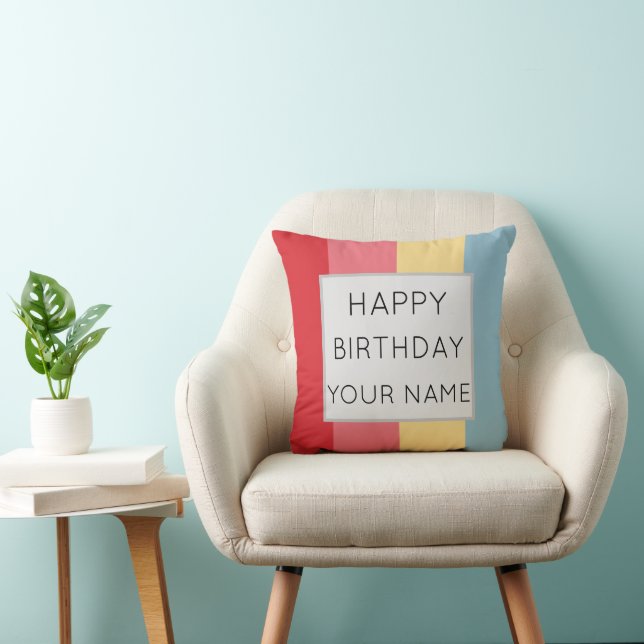 Candy Colours Striped Happy Birthday Cushion (Chair)
