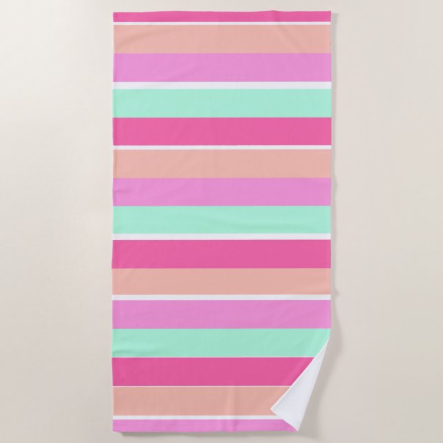 Candy Colours Stripes Beach Towel (Front)