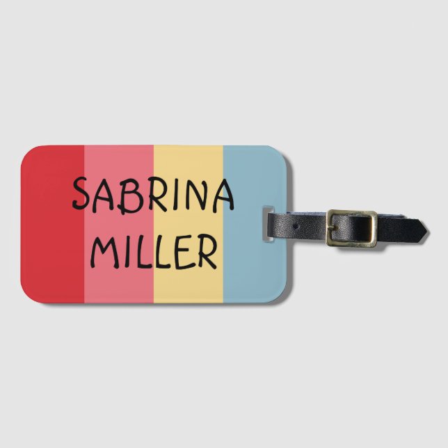 Candy Colours Vertical Striped Luggage Tag (Front Horizontal)