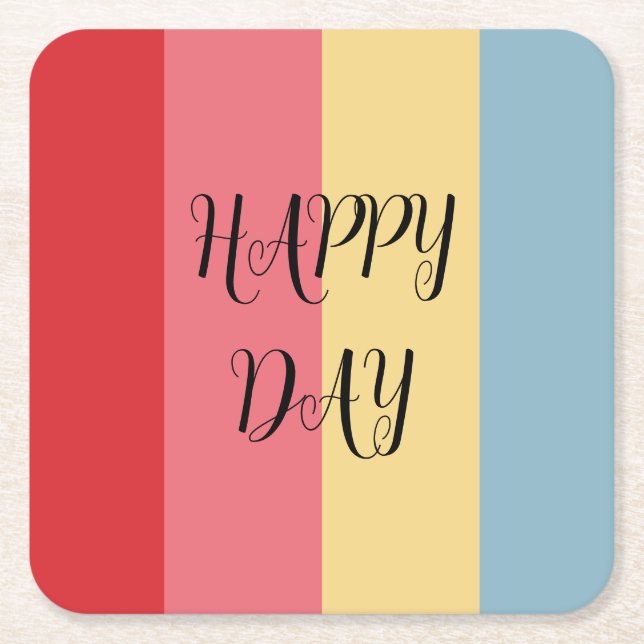Candy Colours Vertical Striped Square Paper Coaster (Front)