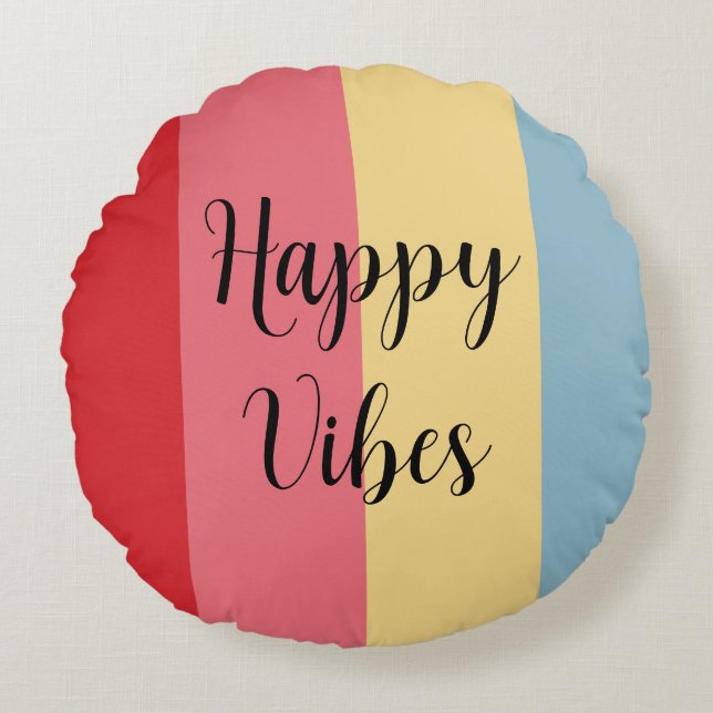 Candy Colours Vertical Stripes Round Cushion (Front)