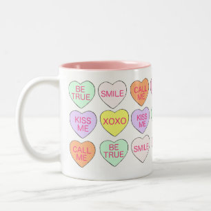 Candy Conversation Heart Valentine's Day Pink Love Two-Tone Coffee Mug