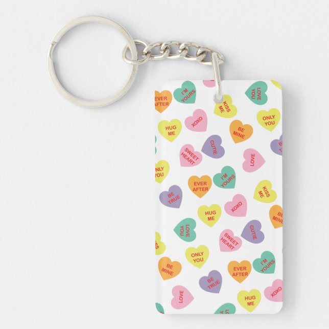 Candy Conversation Hearts Key Ring (Front)
