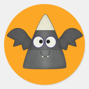 Candy Corn Bat Classic Round Sticker