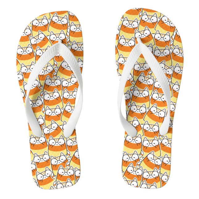 Candy Corn Cat Pattern Thongs (Footbed)