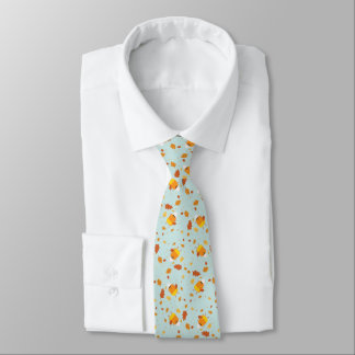 Candy Corn Characters Under Falling Leaves Pattern Tie