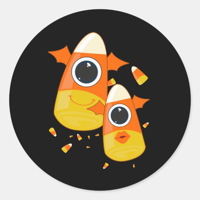 Candy Corn Classic Round Sticker (Front)