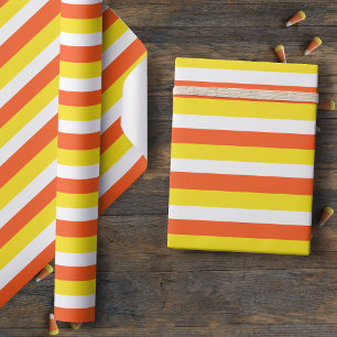 Candy Corn Colours Striped Halloween Wrapping Pape Wrapping Paper