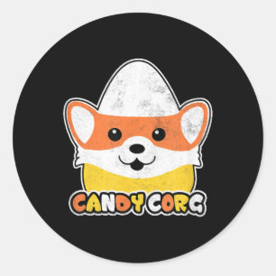 Candy Corn Corgi Halloween Dog Candy Corg Men Classic Round Sticker