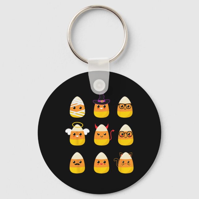 Candy Corn Costume Characters - Cute Halloween Kid Key Ring (Front)
