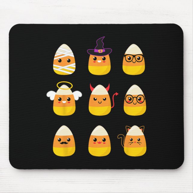 Candy Corn Costume Characters - Cute Halloween Kid Mouse Pad (Front)
