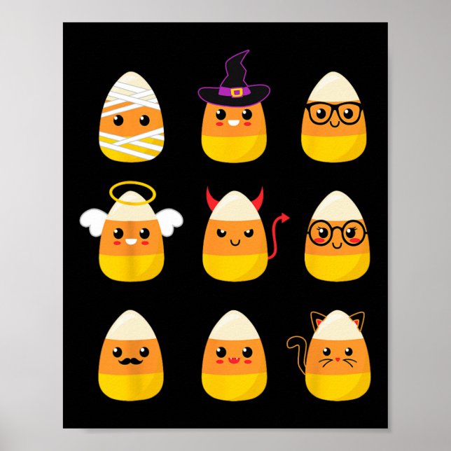 Candy Corn Costume Characters - Cute Halloween Kid Poster (Front)