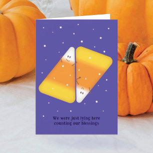 Candy Corn Couple Folded Holiday Card