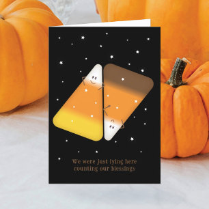 Candy Corn Couple Folded Holiday Card