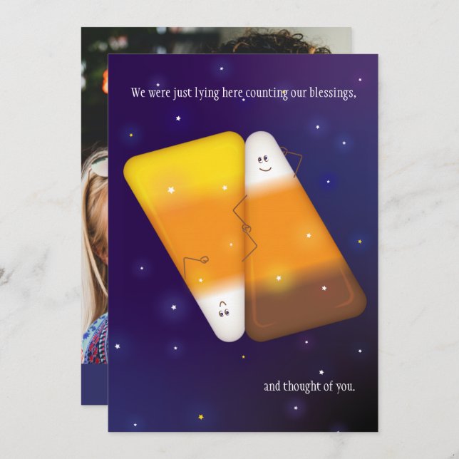 Candy Corn Couple Photo Card (Front/Back)