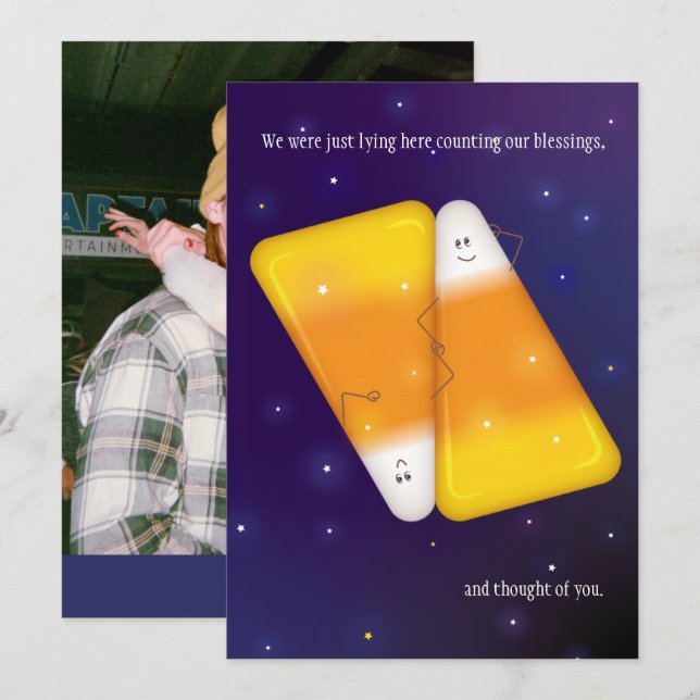 Candy Corn Couple Photo Card (Front/Back)